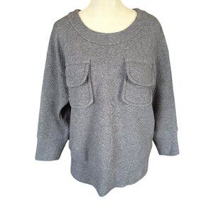 Lacoste gray 3/4 sleeve textured stretchy soft sweater women's size 40